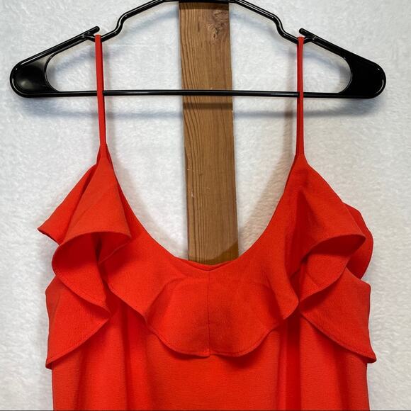 Felicity & Coco Isabella Sleeveless Ruffle V Neck Dress in Fire Coral Size M‎ - Picture 4 of 10